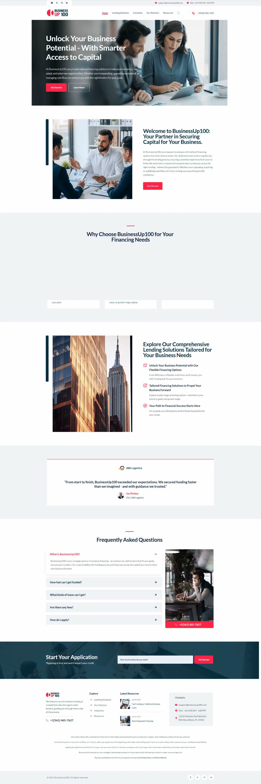 businessup100.com full desktop page