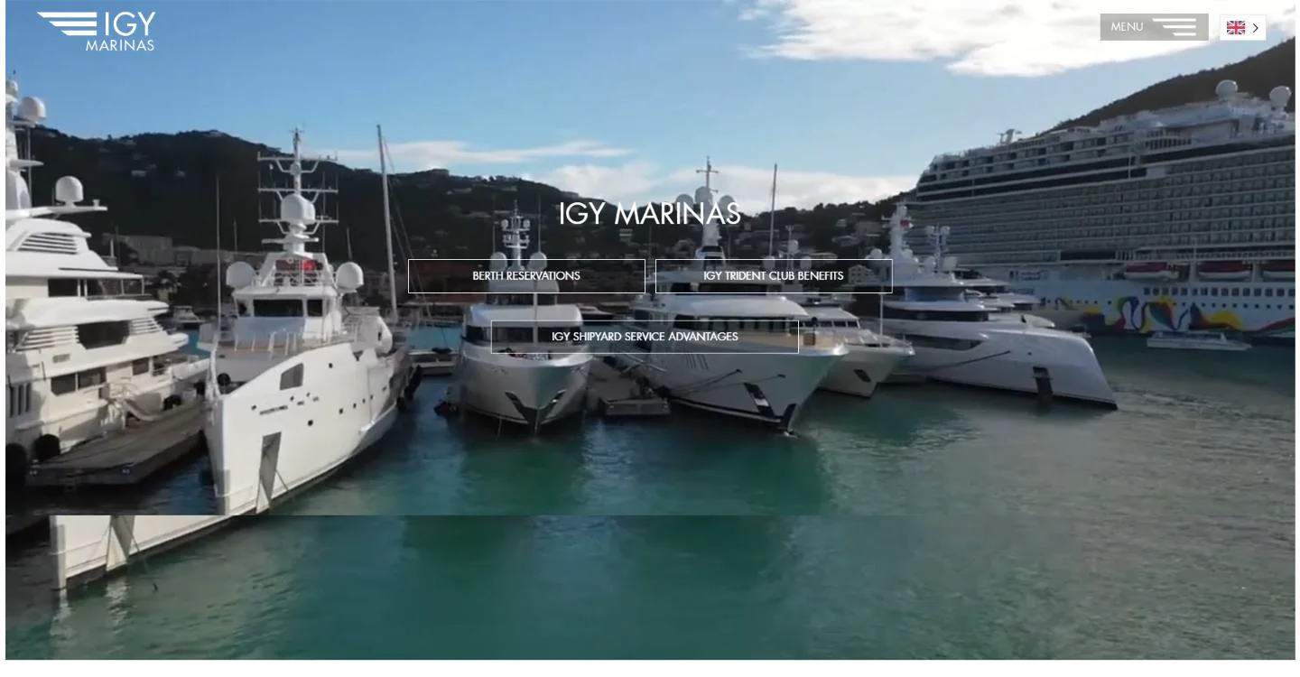 Corporate website IGY Marinas, hero screen