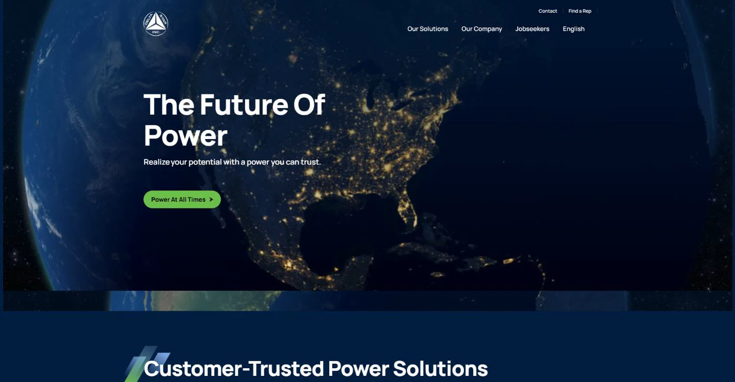 Corporate website Delta Star, hero screen