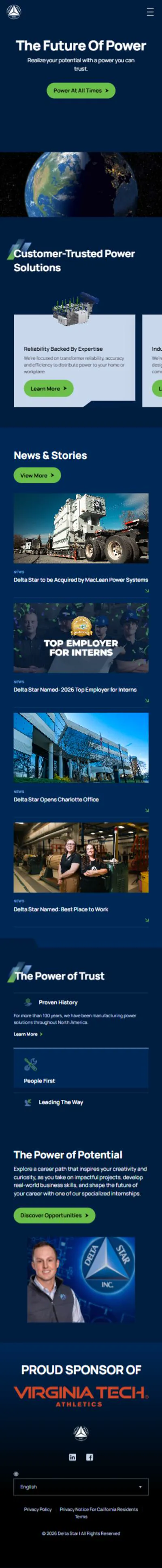 deltastar.com full mobile page
